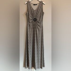 NINA LEONARD Leopard Print Beaded Medallion Maxi Dress - Boho Chic